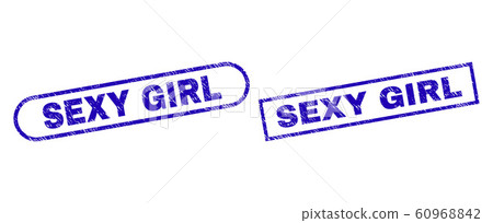 SEXY GIRL Blue Rectangle Watermark with Distress Texture 60968842