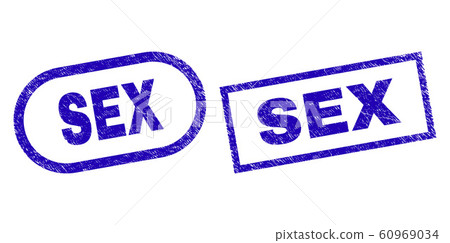SEX Blue Rectangle Seal with Scratched Style 60969034