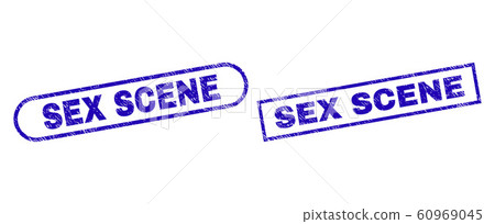 SEX SCENE Blue Rectangle Stamp Seal with Distress Texture SEX SCENE Blue Rectangle Stamp Seal with Distress Texture 60969045