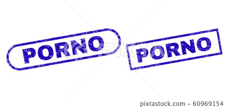 PORNO Blue Rectangle Watermark with Grunge Surface PORNO Blue Rectangle Watermark with Grunge Surface 60969154
