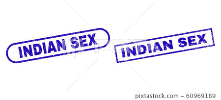 INDIAN SEX Blue Rectangle Stamp Seal with Distress Style INDIAN SEX Blue Rectangle Stamp Seal with Distress Style 60969189