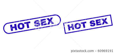 HOT SEX Blue Rectangle Stamp with Unclean Surface 60969191