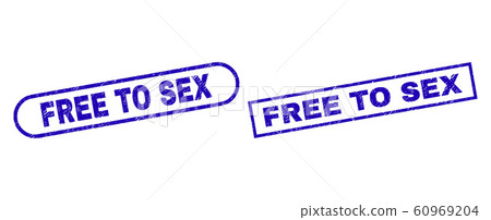 FREE TO SEX Blue Rectangle Stamp Seal with Corroded Surface FREE TO SEX Blue Rectangle Stamp Seal with Corroded Surface 60969204