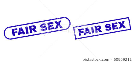 FAIR SEX Blue Rectangle Stamp Seal with Grunged Style FAIR SEX Blue Rectangle Stamp Seal with Grunged Style 60969211