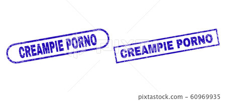 CREAMPIE PORNO Blue Rectangle Seal with...-插圖素材[60969935 ...