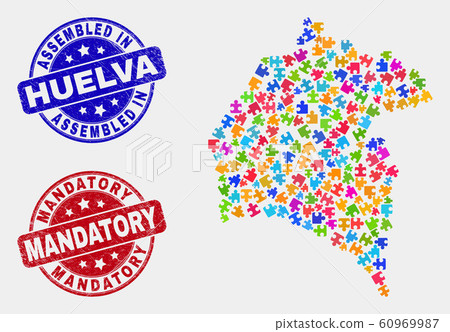 Puzzle Huelva Province Map and Grunge Assembled and Mandatory Watermarks Puzzle Huelva Province Map and Grunge Assembled and Mandatory Watermarks 60969987
