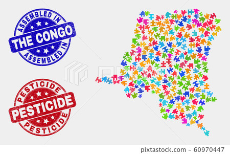 Module Democratic Republic of the Congo Map and Scratched Assembled and Pesticide Stamps 60970447