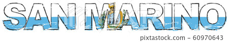 Text SAN MARINO with national flag under it, 60970643