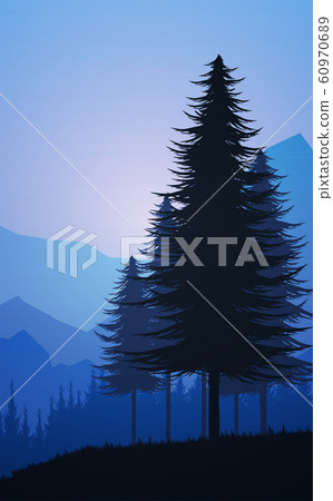 Nature Forest Natural Pine Forest Mountains Stock Illustration 60970689 Pixta