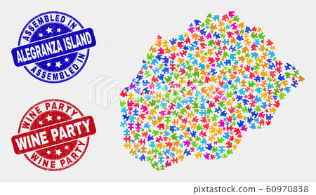 Bundle Alegranza Island Map and Grunge Assembled and Wine Party Seals 60970838