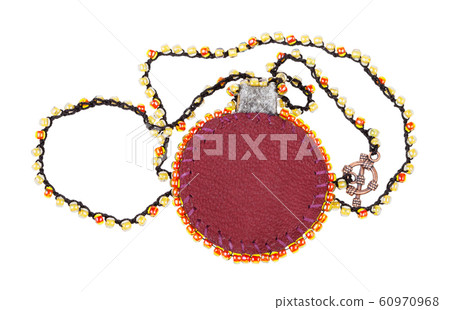 necklace with blank round brown leather locket necklace with blank round brown leather locket 60970968
