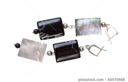 earrings from agate and iridescent nacre bead earrings from agate and iridescent nacre bead 60970986
