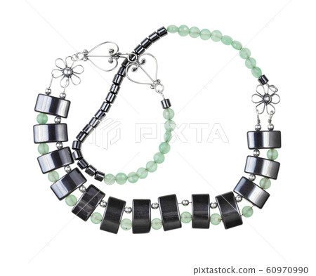 tangled necklace from jade and hematite beads 60970990