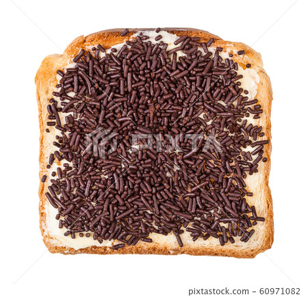top view toast with butter and chocolate sprinkles top view toast with butter and chocolate sprinkles 60971082