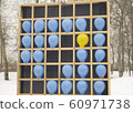 Colored balloons on a wooden bench.  60971738