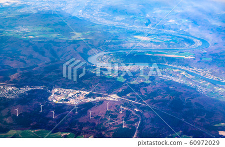 Aerial view of the Rhine Gorge near Boppard in 60972029