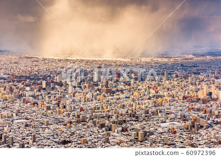 Sapporo, Japan aerial cityscape in winter Sapporo, Japan aerial cityscape in winter 60972396
