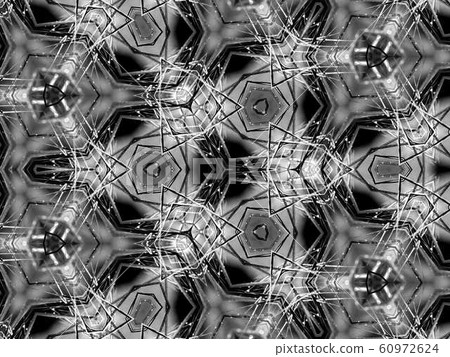 Abstract decorative background illustration kaleidoscope. Black and white Repeatable background texture. Modern design pattern 60972624