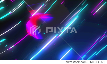 Neon composition with bright shapes like neon tunnel is in the dark space, 3d render computer generated background Neon composition with bright shapes like neon tunnel is in the dark space, 3d render computer generated background 60973169