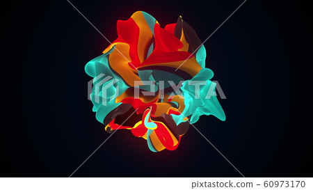 Multicolor shapeless object with torn edges. Computer generated a modern background, 3D rendering Multicolor shapeless object with torn edges. Computer generated a modern background, 3D rendering 60973170