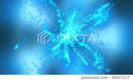Salute of blue lights and sparkling particles. Computer generated 3D rendering web background 60973227