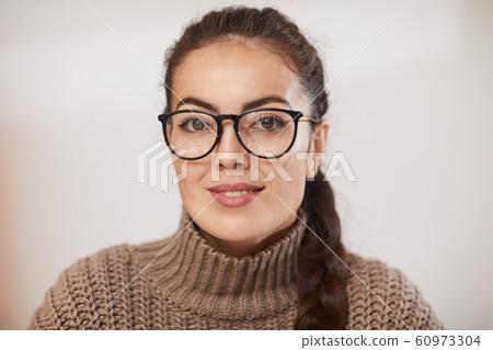 Portrait of Contemporary Young Woman on White 60973304