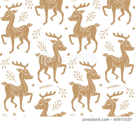 Vector seamless pattern of brown hand drawn deer Vector seamless pattern of brown hand drawn deer 60973587