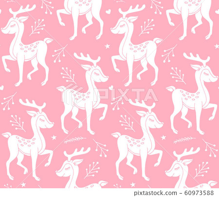Vector seamless pattern of white doodle deer Vector seamless pattern of white doodle deer 60973588