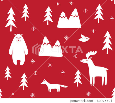 Vector seamless pattern of wild forest animals - Stock Illustration ...