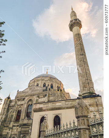 Pertevniyal Valide Sultan Mosque, Istanbul, Turkey. Ottoman imperial mosque in Istanbul. Aksaray Valide Mosque located in Aksaray. Theme of Muslim religion, faith in God 60973777