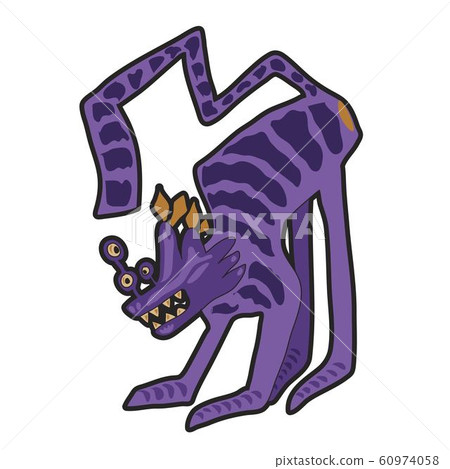 Angry cartoon violet monster. Cute illustration for prints on baby clothes. 60974058
