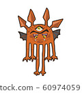 Angry cartoon orange monster. Vector illustration 60974059
