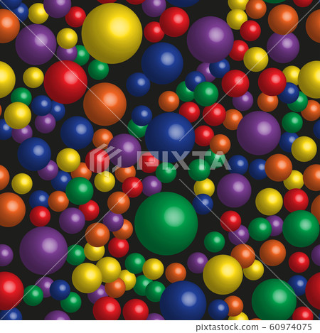 Rainbow Color Balls Seamless Pattern on Black - Stock Illustration ...