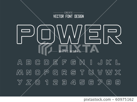 Line power font and round alphabet vector, White design typeface and number, Graphic letter and text on background Line power font and round alphabet vector, White design typeface and number, Graphic letter and text on background 60975162