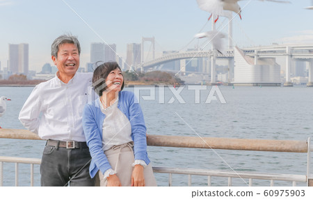 Odaiba Seagull and married couple Rainbow Bridge 2020 Olympic venue Odaiba Seagull and married couple Rainbow Bridge 2020 Olympic venue 60975903
