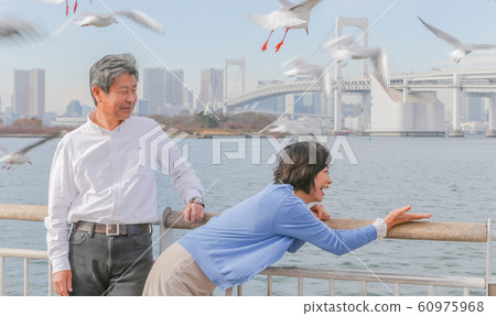 Odaiba Seagull and married couple Rainbow Bridge 2020 Olympic venue Odaiba Seagull and married couple Rainbow Bridge 2020 Olympic venue 60975968