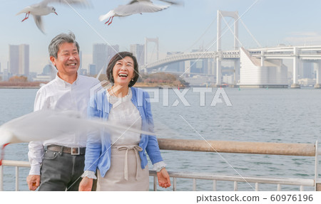 Odaiba Seagull and married couple Rainbow Bridge 2020 Olympic venue Odaiba Seagull and married couple Rainbow Bridge 2020 Olympic venue 60976196
