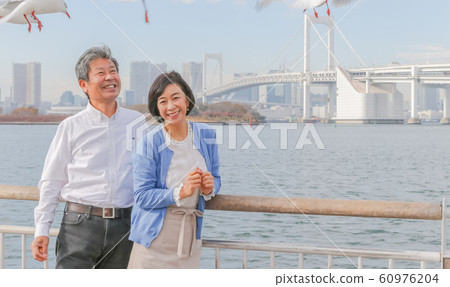 Odaiba Seagull and married couple Rainbow Bridge 2020 Olympic venue Odaiba Seagull and married couple Rainbow Bridge 2020 Olympic venue 60976204