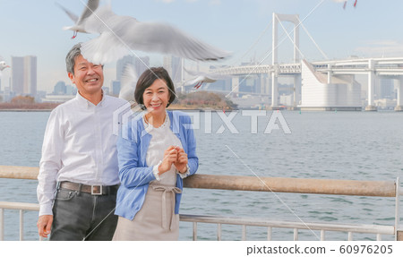 Odaiba Seagull and married couple Rainbow Bridge 2020 Olympic venue Odaiba Seagull and married couple Rainbow Bridge 2020 Olympic venue 60976205