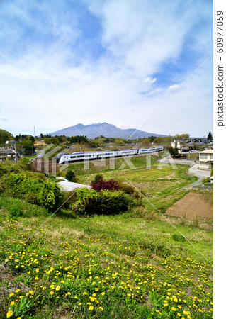 Yatsugatake, Dandelion Field and E351 Series Chuo Line Limited Express Azusa 60977059
