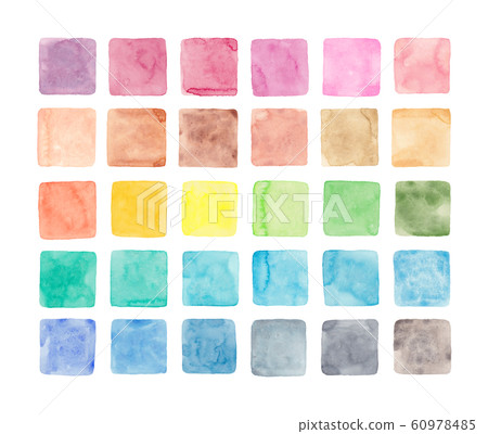 手繪水彩方形圖標30種顏色 60978485