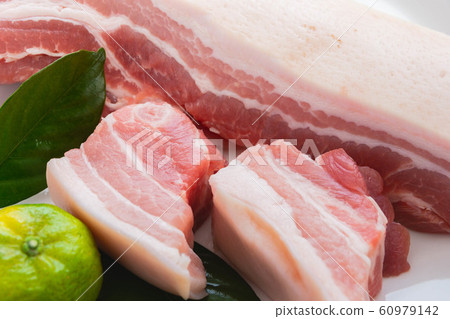 Block of pork belly with skin Block of pork belly with skin 60979142