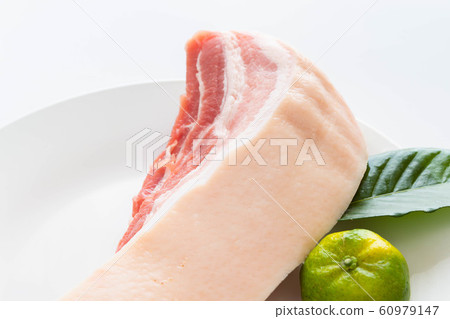Block of pork belly with skin Block of pork belly with skin 60979147