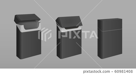 Empty open and closed black pack of cigarettes 60981408