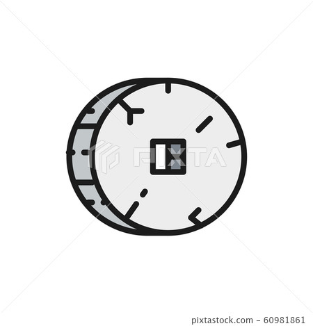 Prehistoric stone wheel flat color line icon. Isolated on white background 60981861
