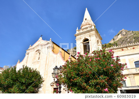 Italy Sicily Taormina San Giuseppe Church Mount Tauro Italy Sicily Taormina San Giuseppe Church Mount Tauro 60983019