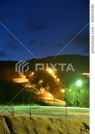 Take a photo of Nanae Ski Resort before dawn in Nanae-cho, Hokkaido Take a photo of Nanae Ski Resort before dawn in Nanae-cho, Hokkaido 60983896