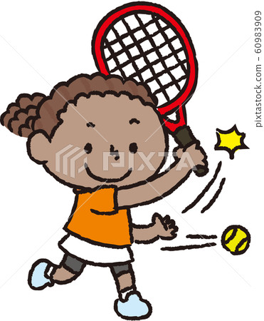 Girl playing tennis black 60983909