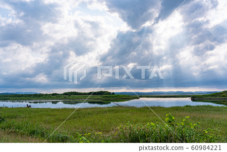 北海道Sarufutsu村的平原和雲層 60984221