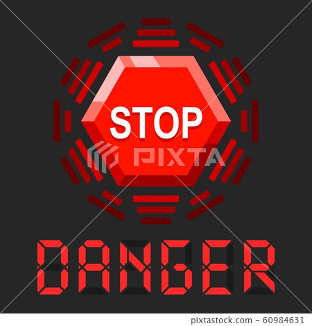 System in danger message with stop sign 60984631